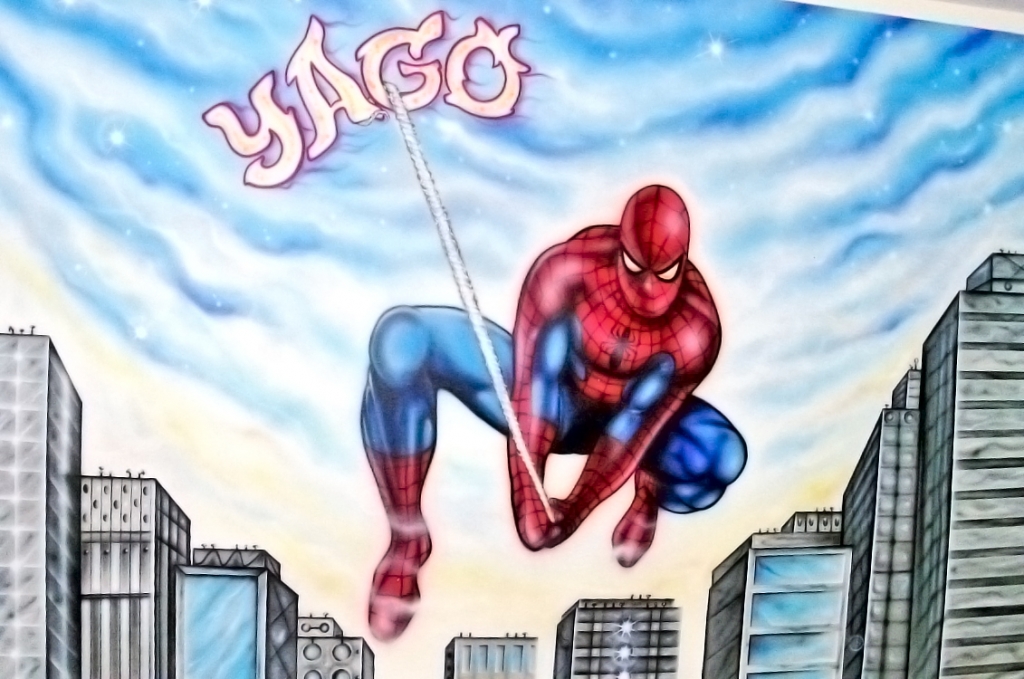 Mural aerografia Spiderman de Yago 